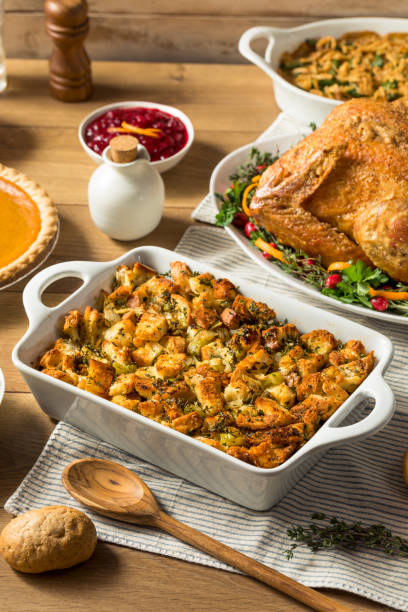 istock Homemade Thanksgiving Stuffing Dressing Casserole 1438992920