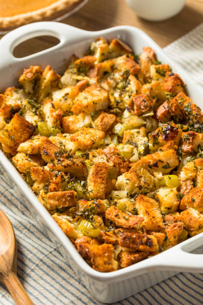 istock Homemade Thanksgiving Stuffing Dressing Casserole 1438993001