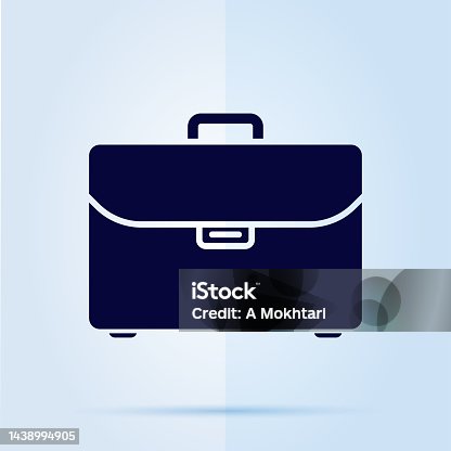istock Suitcase and briefcase icon on blue background. 1438994905