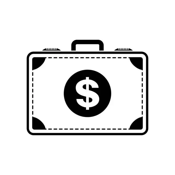 Vector illustration of Money suitcase icon on white background.