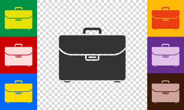 ilustraciones, imágenes clip art, dibujos animados e iconos de stock de icono de maleta y maletín. - briefcase luggage brown black