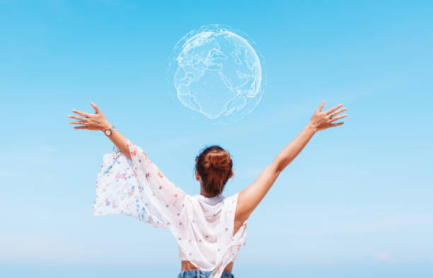 istock Global network connections, innovative technology in science and communication concept, Earth in human hands. earth day. energy saving. 1438996894