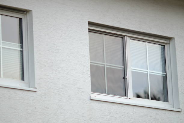 istock Low angle shot of a white building with two windows 1439003210