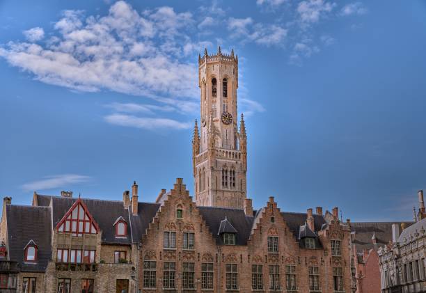 mesmerizing belfort tower in burg square on a sunny day - belfort imagens e fotografias de stock