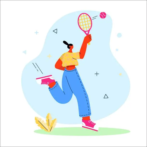 Vector illustration of Tennis practice
