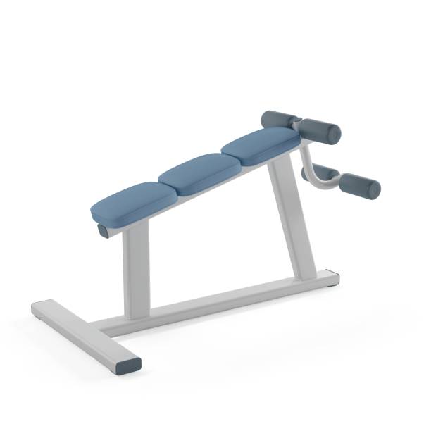 A 3D rendering of press and hyperextension bench isolated in white background