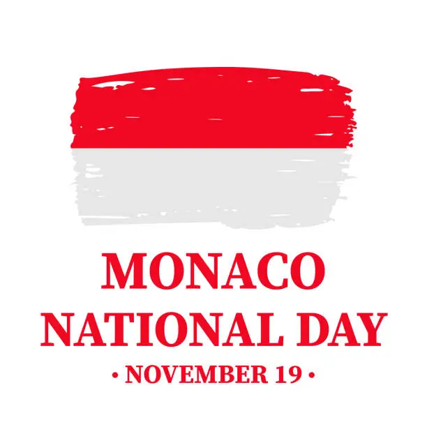 Vector illustration of Monaco National Day typography poster. Monaco The Sovereign Prince's Day on November 19. Vector template for banner, flyer, postcard, etc