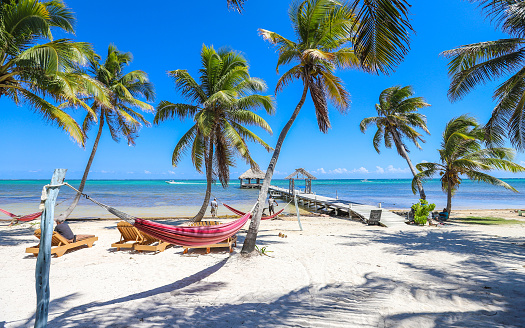 Ambergris Caye, Belize – February 14, 2019: Ambergris Caye, Belize - February 2019: Ak'bol Yoga Retreat and Eco-Resort welcomes visitors looking for a more holistic experience in Belize.