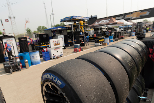 Detroit Michigan, United States – June 28, 2019: Michelin Tires prepared for DPI