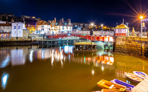 istock Night view of Whitby Abbey in Yorkshire 1439021376