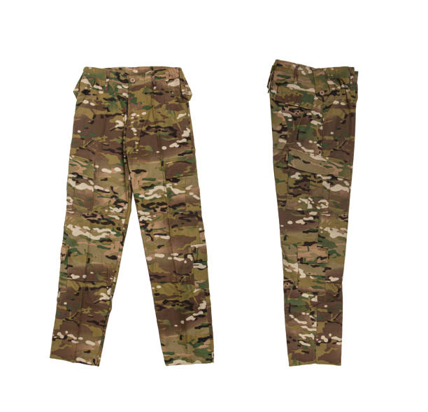 istock Camouflage military pants. Soldier clothes. Isolate on a white background. 1439023731