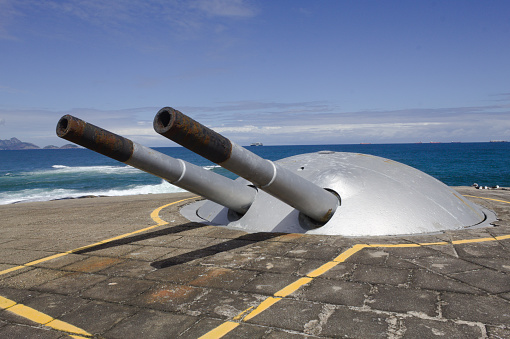 Cannons at Forte de Copacabana in the city of Rio de Janeiro in Brazil