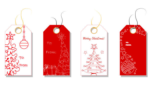 istock Christmas tags cute collection. Labels with christmas tree, bear, rabbit and snowman. Vector illustration 1439031559