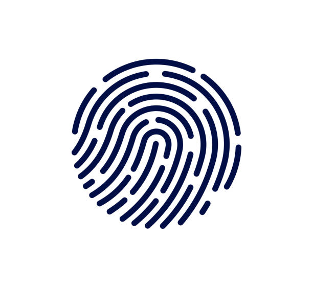 odcisk palca proste logo lub ikona, koncepcja człowieka incognito, osoba niezidentyfikowana, wyszukiwanie osób, identyfikacja biometryczna. - fingerprint stock illustrations