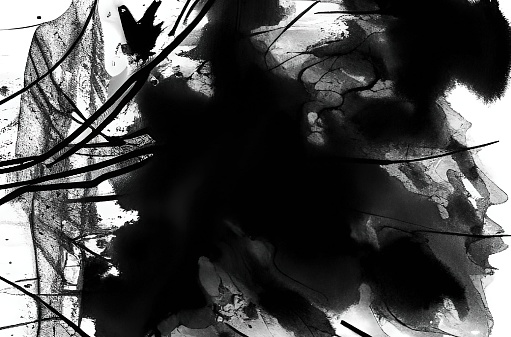 Black and white grunge texture, spots, blots, dirt. Abstract monochrome horror background