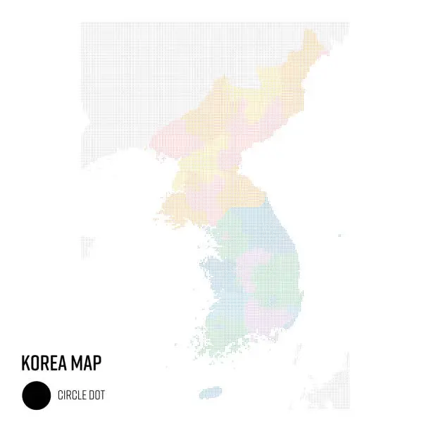 Vector illustration of World Map in Dot Style - Korea Group by region