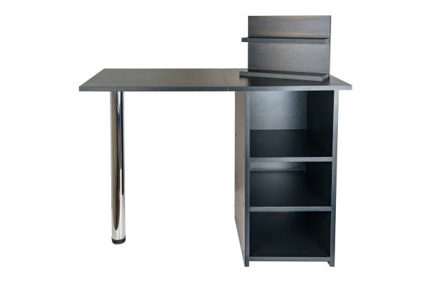 istock Transformer table with shelf on a white isolated background in the unfolded state. Folding black furniture 1439055477
