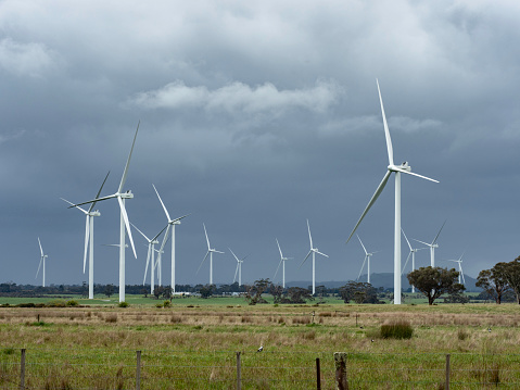 Lal Lal Windfarm  with stormy clouds