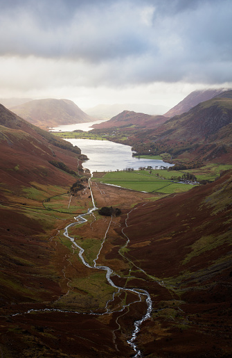 Dramatic lighting over Lake Buttermere in the English Lake District