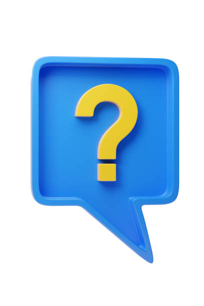 istock Blue speech balloon with yellow question mark isolated on white background. 3d illustration. 1439073966