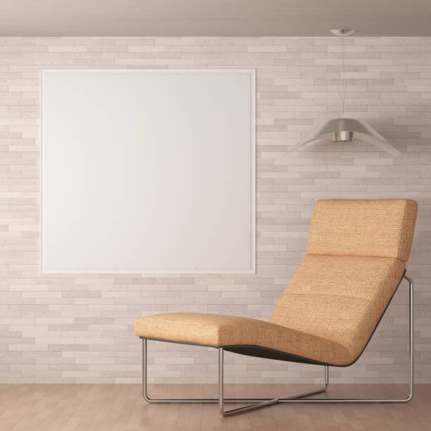 istock Picture frame attached to the wall, with chair. 1439076623