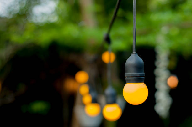 istock Lights on an outdoor cafe 1439077887