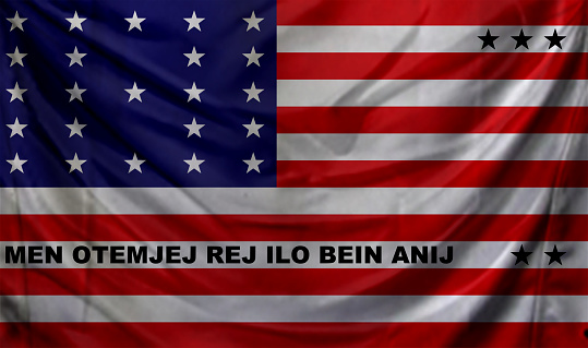 Bikini Atoll flag waving Background for patriotic and national design