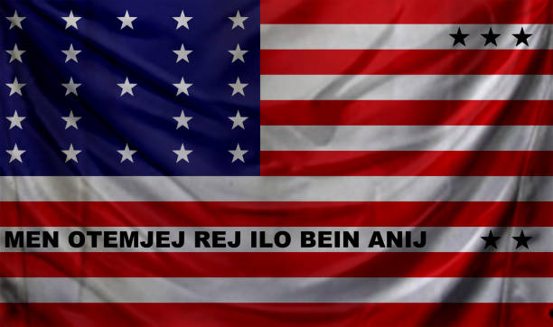 Bikini Atoll flag waving Background for patriotic and national design Bikini Atoll flag waving Background for patriotic and national design bikini atoll stock pictures, royalty-free photos & images