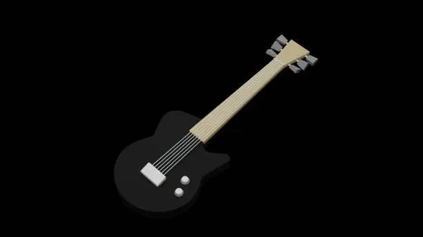 Photo of 3d rendered illustration of electric guitar isolated on black