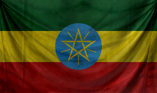 Ethiopia flag waving Background for patriotic and national design