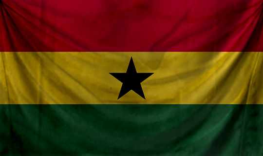Ghana flag waving Background for patriotic and national design