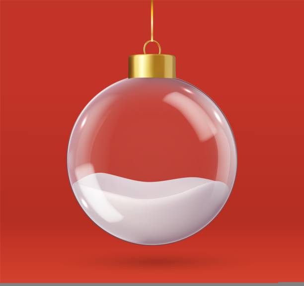 3d weihnachtsschmuck glaskugeln - weihnachtskugeln stock-grafiken, -clipart, -cartoons und -symbole