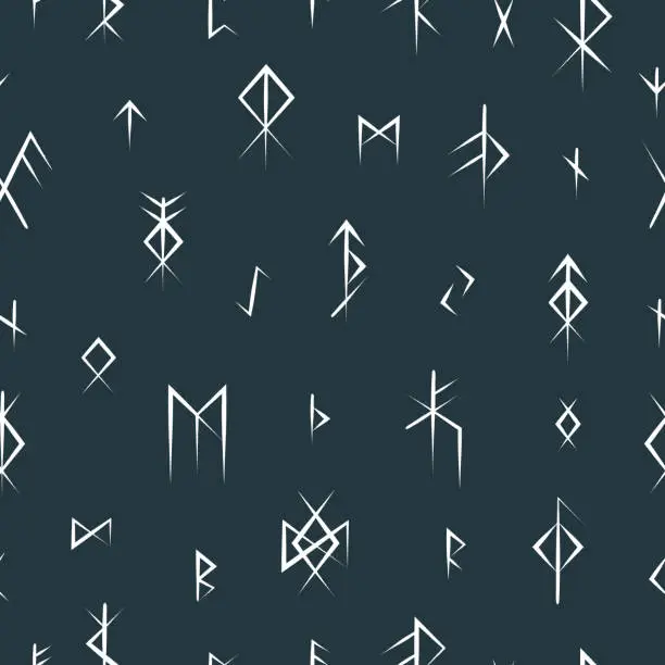 Vector illustration of Viking Runes seamless pattern. Abstract vector  illustration  for background, textile, paper packaging, wrapping paper and wallpaper.