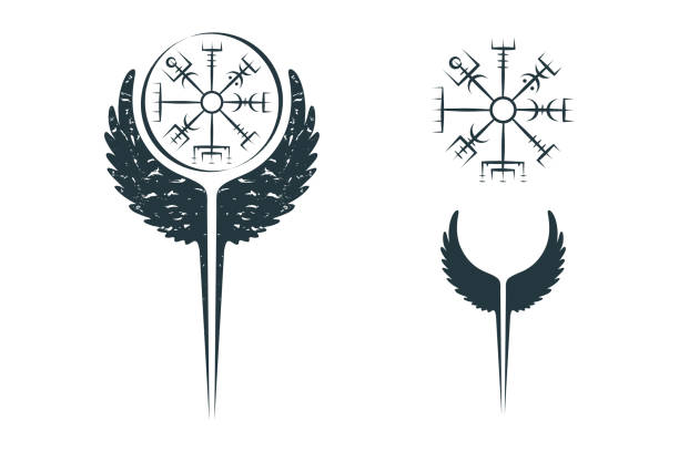 Viking Symbol Vegvisir And Raven Wings Vector Isolated Illustration In  Celtic Style For Tattoo Print And Tshirt Design Stock Illustration -  Download Image Now - iStock