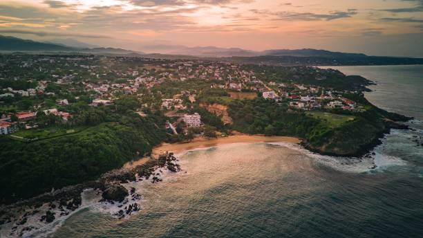 Aerial Drone Fly Over Puerto Escondido