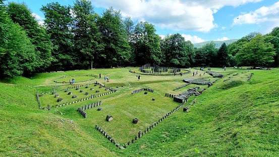 A panoramic view of Ruins of Dacian temples (Sarmizegetusa Regia) in Romania
