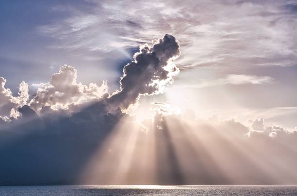 Cloudscape, Colored Clouds at Sunset near the Ocean