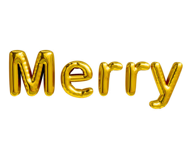 istock Merry Christmas 3D Realistic Gold Foil Balloons. 1439137393