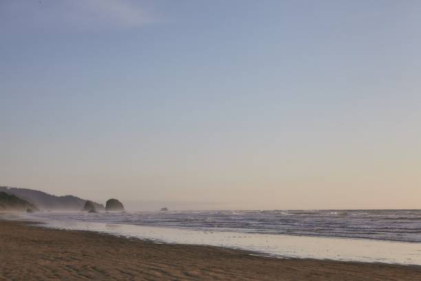 米国オレゴン州キャノンビーチの太平洋の岩だらけの海岸線 - oregon beach ストックフォトと画像