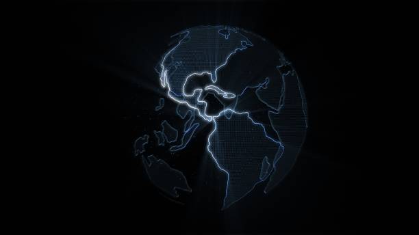 istock Digital illustration of the Earth on a black background 1439138093