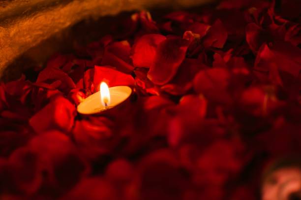 istock Handcrafted Eco-Friendly Clay Diya Deep Dia arranged on rose petals 1439138492
