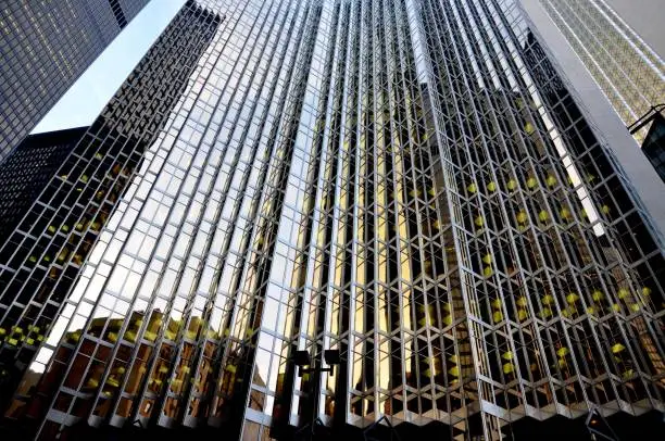 Photo of Low angle shot of the magnificent architecture of the Royal Bank Plaza building in downtown Toronto