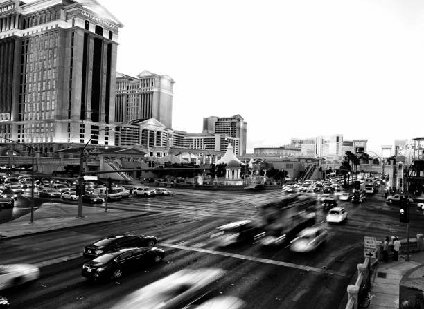 Las Vegas, Nevada, USA - April 8, 2023: Colorful sights along the Las Vegas strip, a popular travel destination for many.