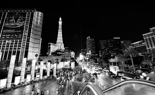 Las Vegas, Nevada, Usa - May 18th 2013: People and traffic on The Las Vegas Strip at night.