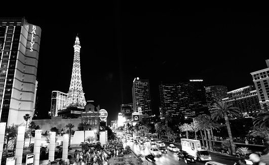 Las Vegas, Nevada, Usa - May 18th 2013: People and traffic on The Las Vegas Strip at night.