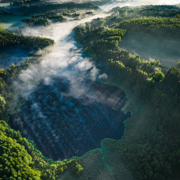istock Mist over river in autumn at sunrise. 1439153980