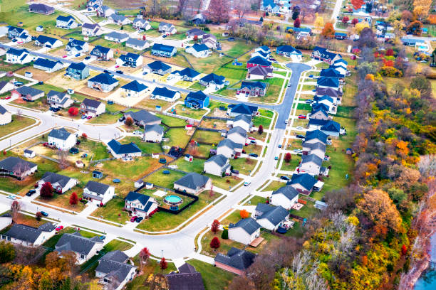 istock Family Neighborhood:  Aerial View of a Housing Development in the Autumn 1439155496