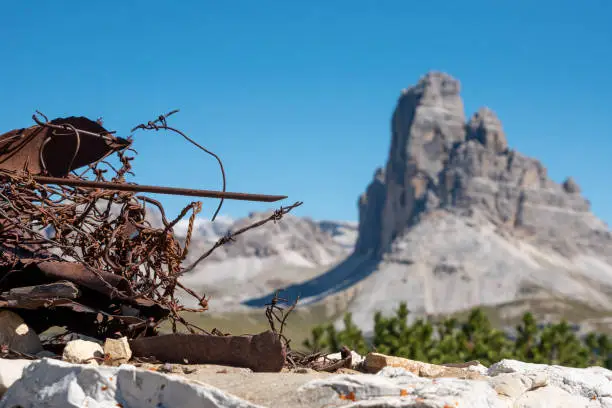 Photo of Remains of military fortifications on Mount Piano in the Dolomite Alps, built during the First World War