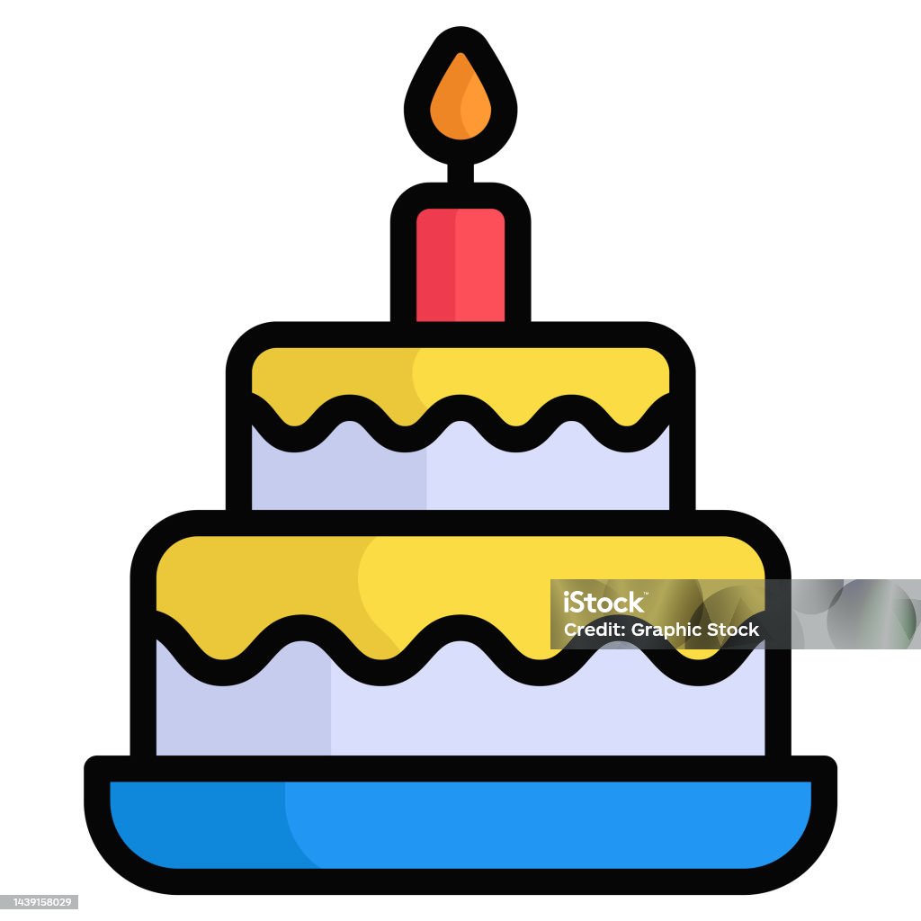 Cake Colored Line Icon Merry Christmas And Happy New Year Icons ...