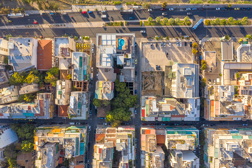 Residential buildings in Athens, aerial view, Greece.